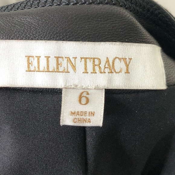 𝅺Ellen Tracy leather and fabric black moto jacket - Picture 9 of 12